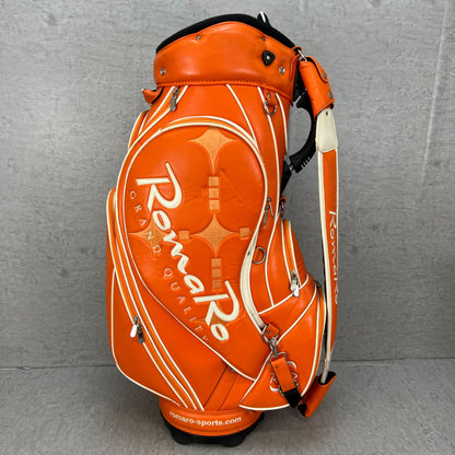 ロマロ　ゴルフ　カート式キャディバッグ　約10型　オレンジ　PUレザー　RomaRo