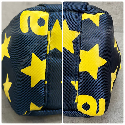 ARCHIVIO　アルチビオ　ゴルフラウンドバッグ　カートバッグ　aロゴワッペン　イエロースター総柄　ネイビーカラーベース　小物入れ