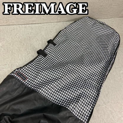 FREIMAGE　ゴルフバッグトラベルカバー　千鳥柄　ハウンドトゥース　総柄　旅行バッグ　ナイロン　一部レザー　フリメージェ