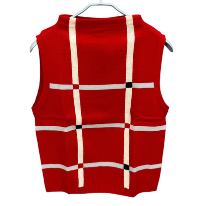 ミズノ　メンズゴルフウェア　ベスト　L　レッド　赤 ホワイト　白　チェック柄　Mizuno　アパレル