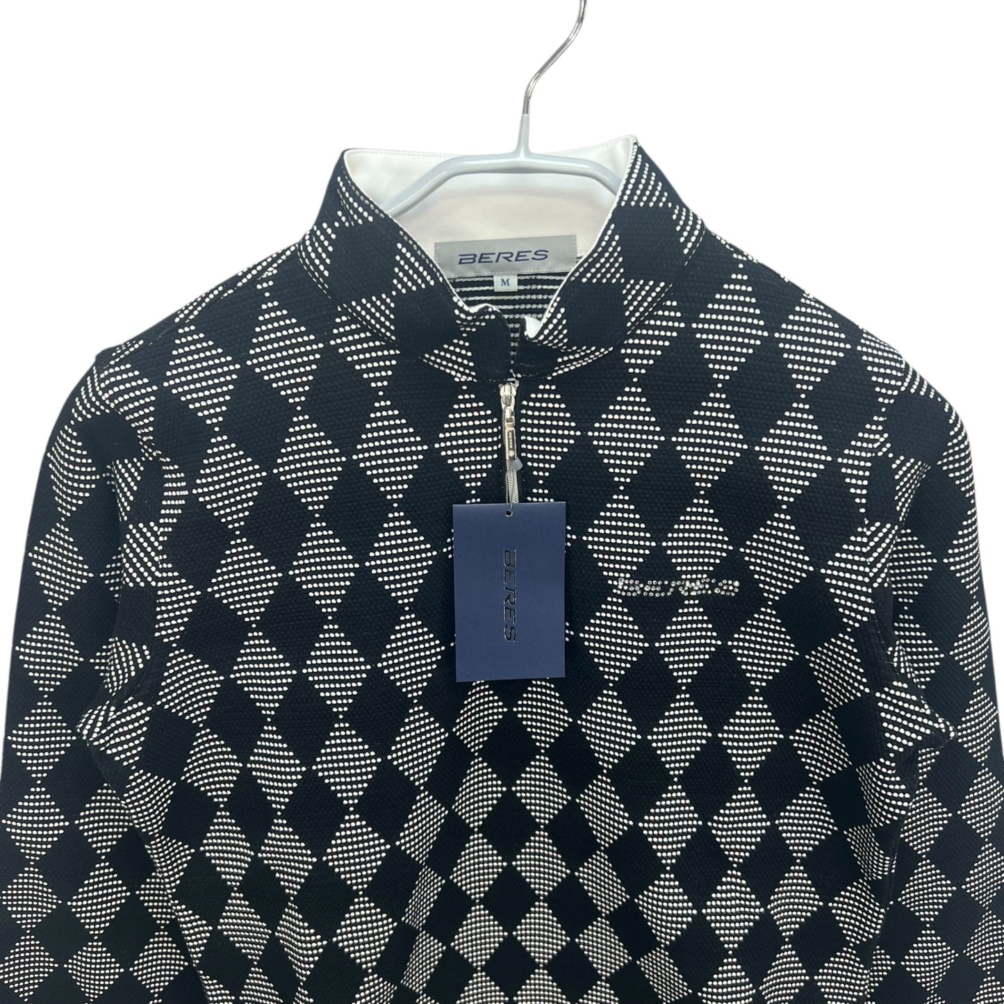 ホンマ　ベレス　メンズゴルフウェア　ハーフジップセーター　M　ブラック　黒　ホワイト　白　HONMA　BERES　長袖トップス