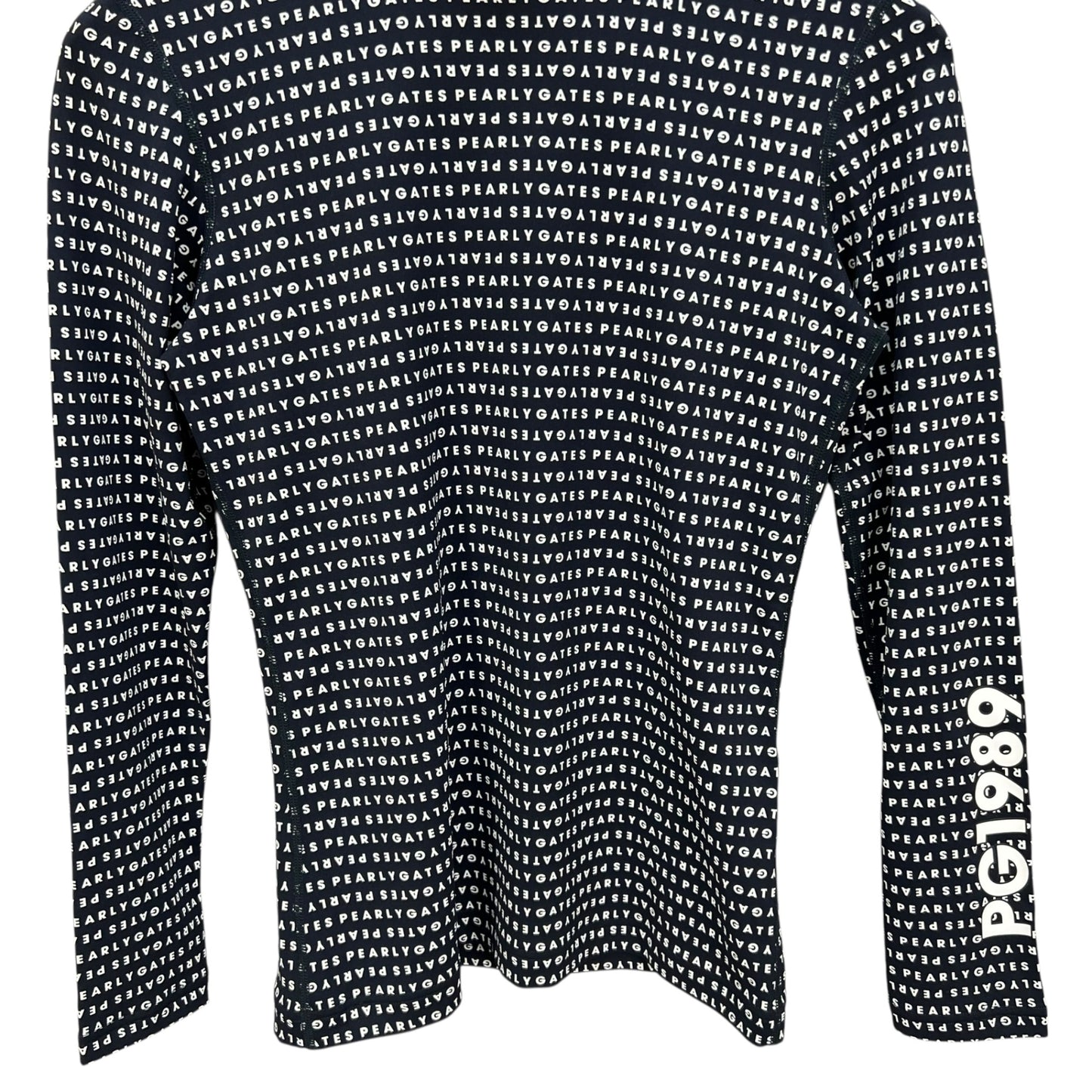 PEARLY GATES パーリーゲイツ　レディース　女性用 長袖トップス インナー　モックネック　総柄　ブラック　1号　Sサイズ