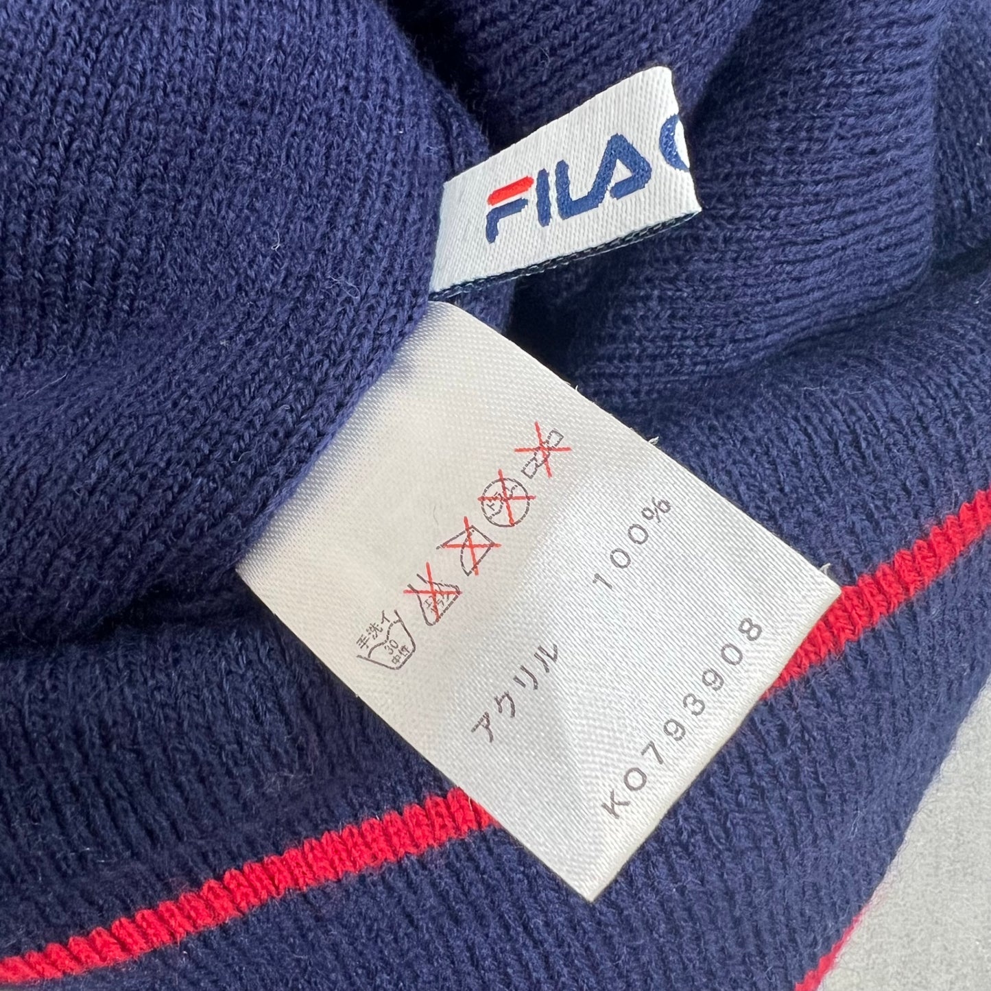 フィラ　レディースゴルフアパレル　ニットキャップ　帽子　S　ネイビー　レッド　FILA 秋冬　防寒