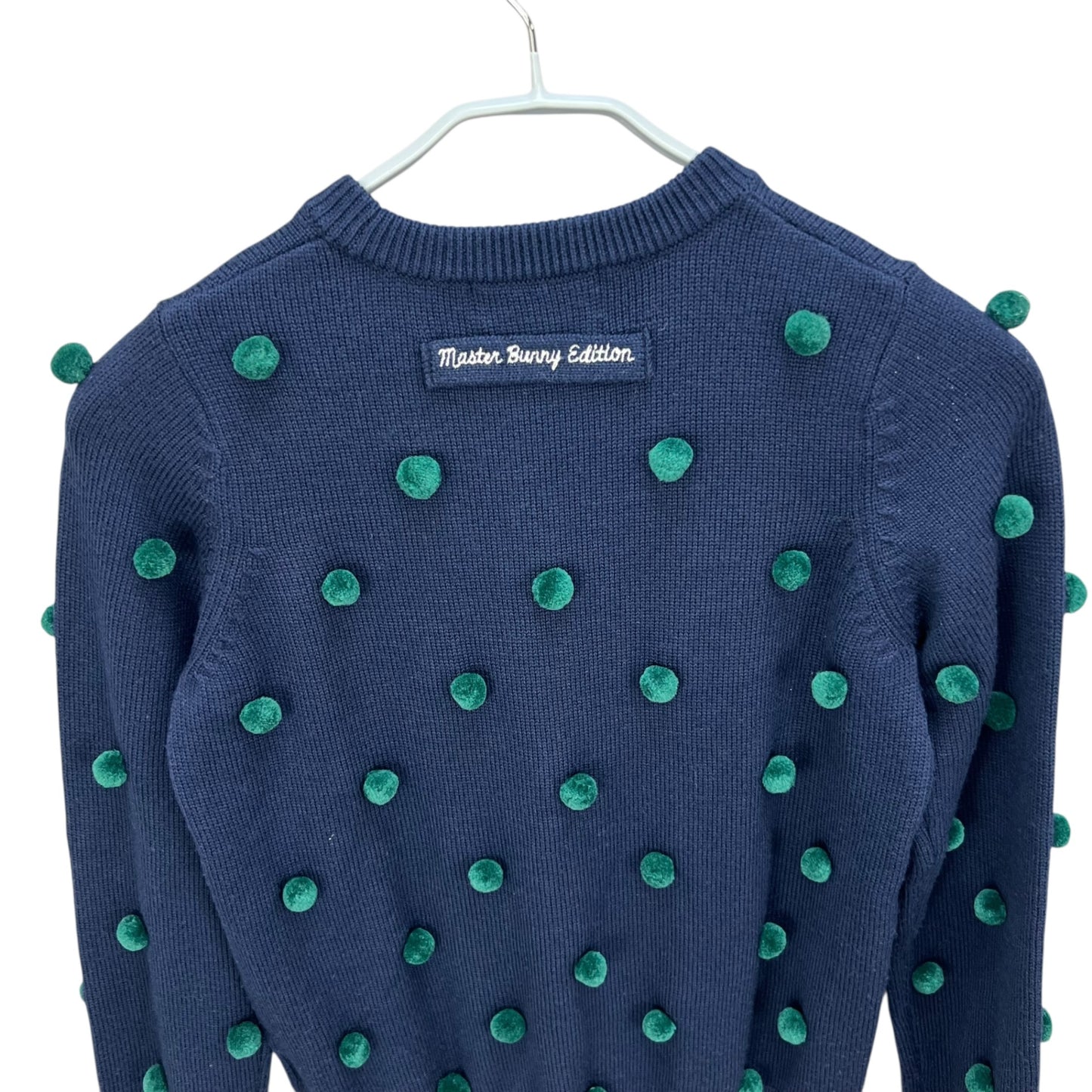 マスターバニーエディション　レディース　ボンボンセーター　トップス　玉飾り　ネイビー　0サイズ　女性用 ゴルフアパレル　MASTER BUNNY EDITION