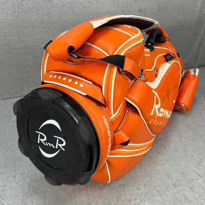 ロマロ　ゴルフ　カート式キャディバッグ　約10型　オレンジ　PUレザー　RomaRo