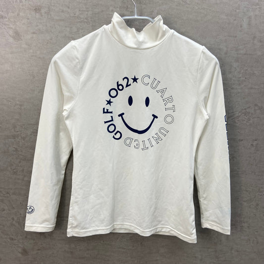 クアルトユナイテッド　レディース　長袖トップス　シャツ　ロンT　Sサイズ　ホワイト　女性用ゴルフアパレル　CUART UNITED