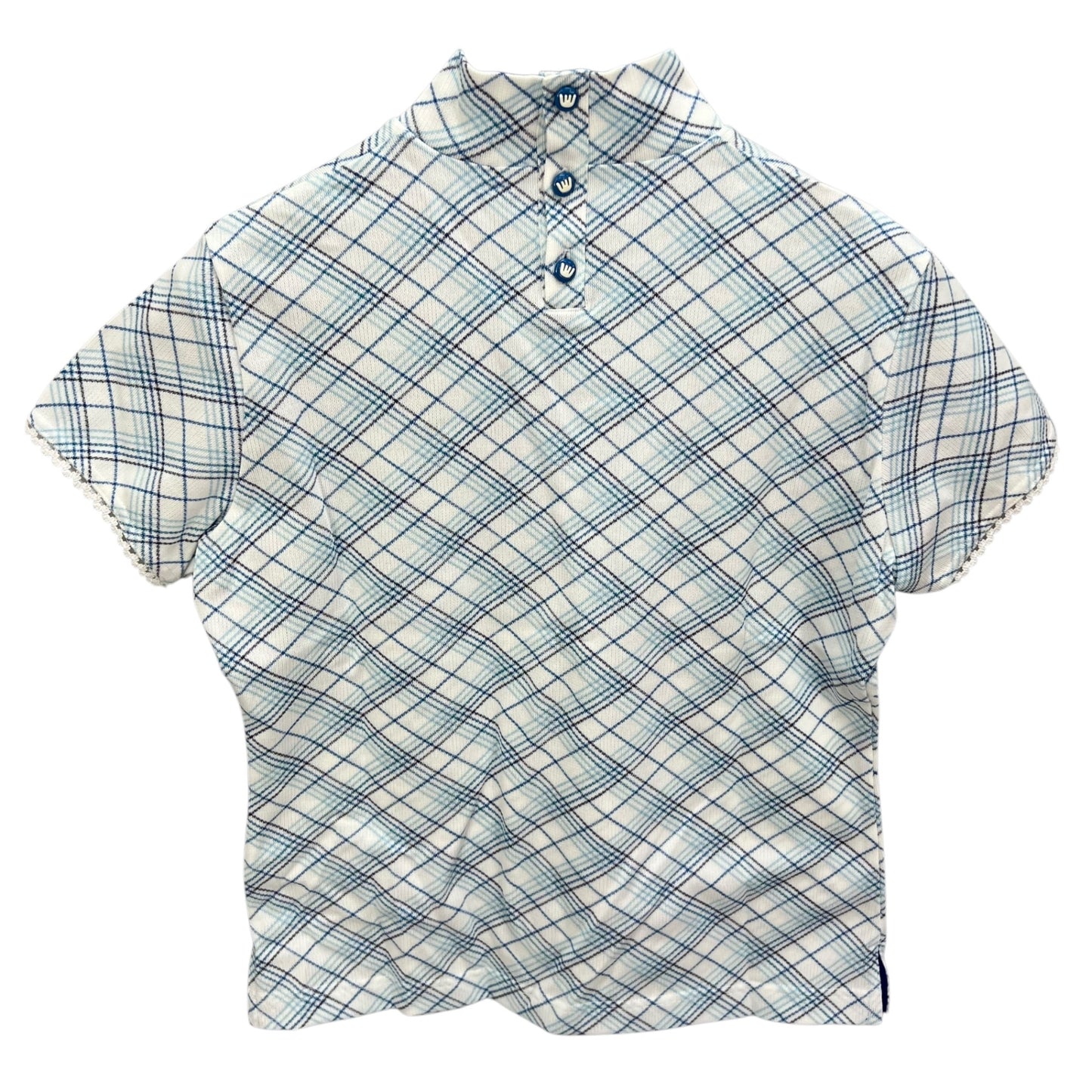 MU SPORT　スポーツ　レディース　女性用 半袖トップス Tシャツ　モックネック　チェック　42号　XLサイズ