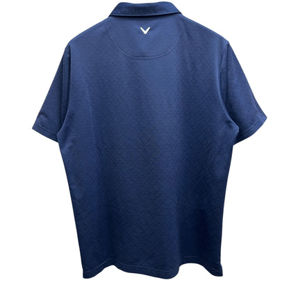 キャロウェイ　メンズ　半袖ポロシャツ　3L　ダイヤ系総柄　ネイビー　男性用ゴルフアパレル　トップス　Callaway　洋服