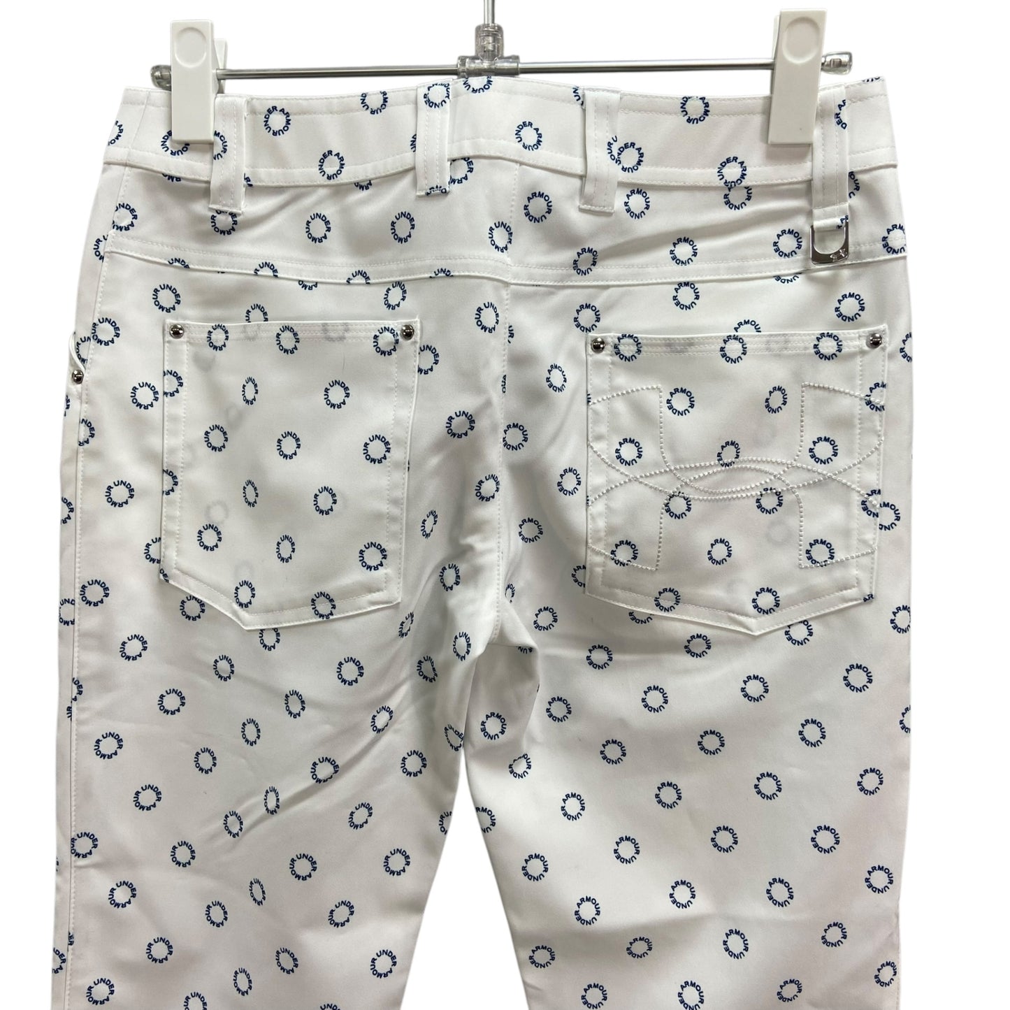 アンダーアーマー　メンズゴルフウェア　パンツ　SM　ホワイト　白　総柄　ズボン　スラックス　ロング　UNDER ARMOUR