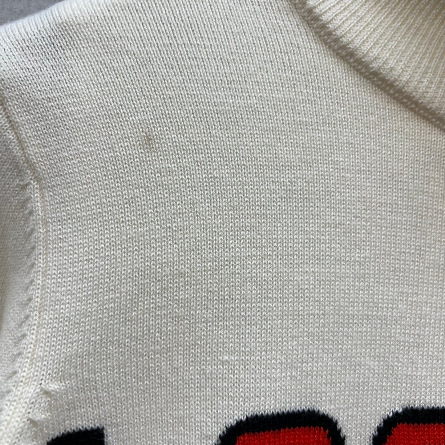 ルコックスポルティフ　メンズゴルフウェア　ハーフジップセーター　S　ホワイト　白　オレンジレッド　LE COQ SPORTIF