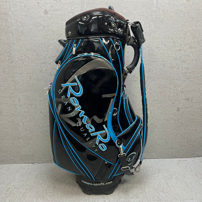 ロマロ　ゴルフ　カート式キャディバッグ　約10型　エナメル　ブラック　黒　ブルー　青　RomaRo