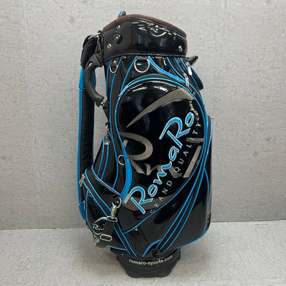 ロマロ　ゴルフ　カート式キャディバッグ　約10型　エナメル　ブラック　黒　ブルー　青　RomaRo