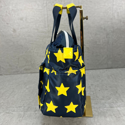 ARCHIVIO　アルチビオ　ゴルフラウンドバッグ　カートバッグ　aロゴワッペン　イエロースター総柄　ネイビーカラーベース　小物入れ