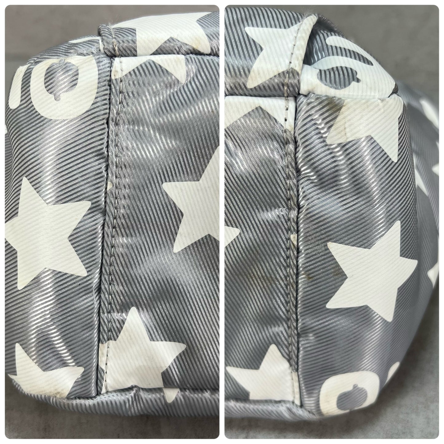 ARCHIVIO　アルチビオ　ゴルフラウンドバッグ　カートバッグ　aロゴワッペン　ホワイトスター総柄　グレーカラーベース　小物入れ