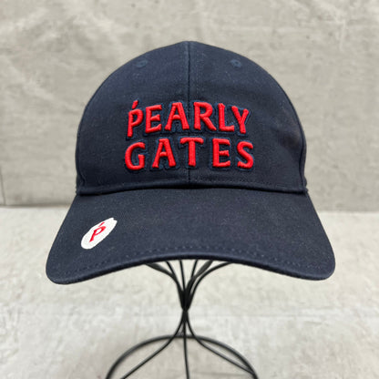 パーリーゲイツ　レディースゴルフアパレル　帽子　キャップ　フリーサイズ　刺繍ロゴ　ネイビー　PEARLY GATES