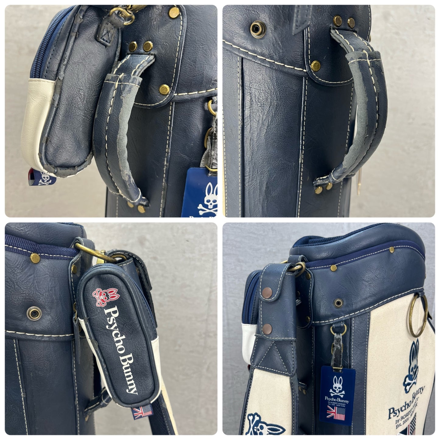 希少　帆布生地　サイコバニー　ゴルフ　カート式キャディバッグ　約10型　Psycho Bunny