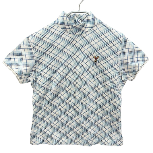 MU SPORT　スポーツ　レディース　女性用 半袖トップス Tシャツ　モックネック　チェック　42号　XLサイズ