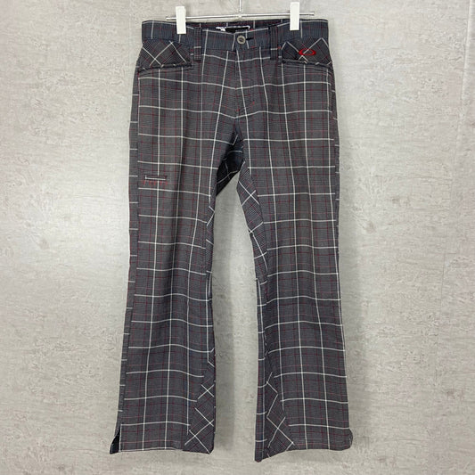 オークリー　メンズ　ゴルフパンツ　チェック　34　グレー　レッド　OAKLEY