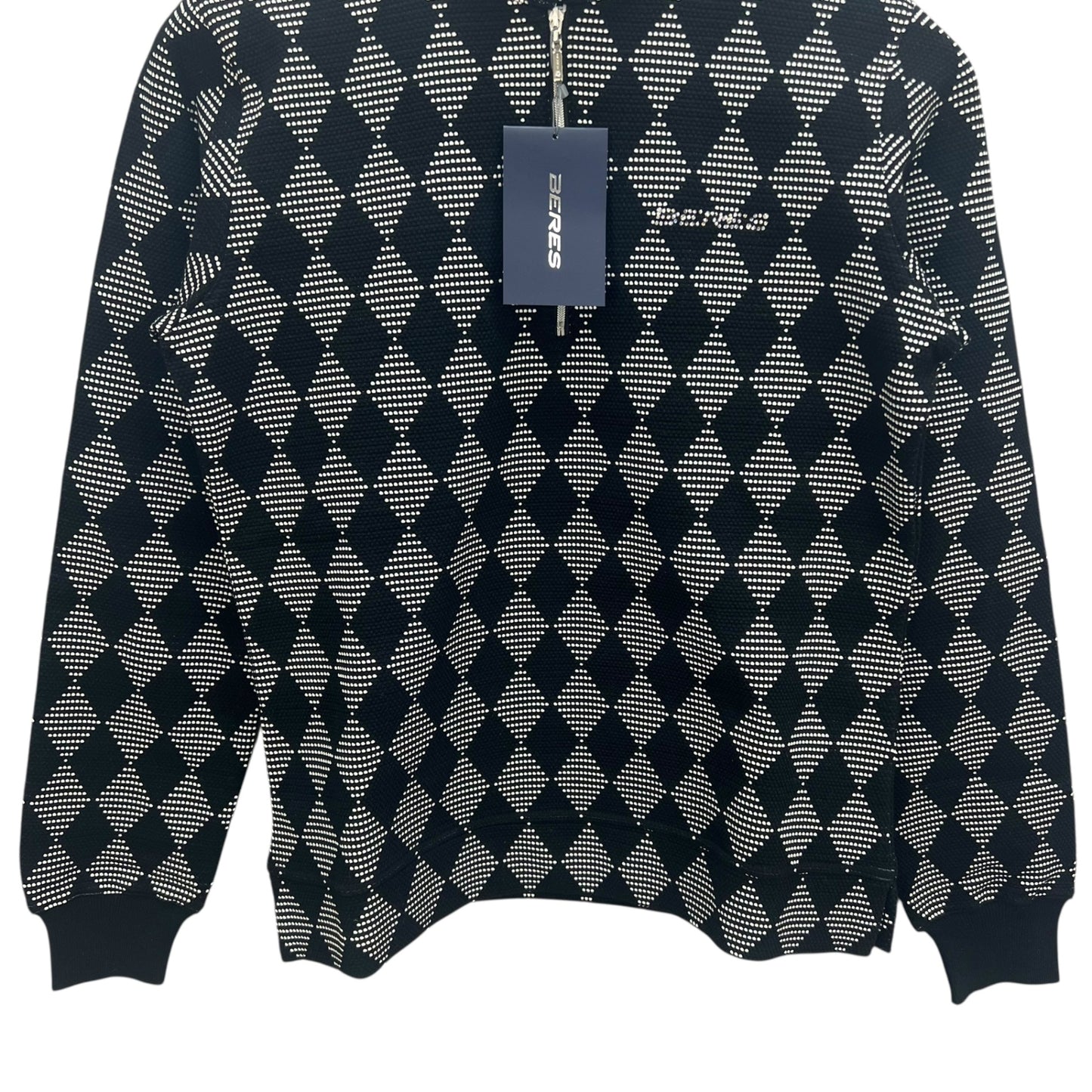 ホンマ　ベレス　メンズゴルフウェア　ハーフジップセーター　M　ブラック　黒　ホワイト　白　HONMA　BERES　長袖トップス