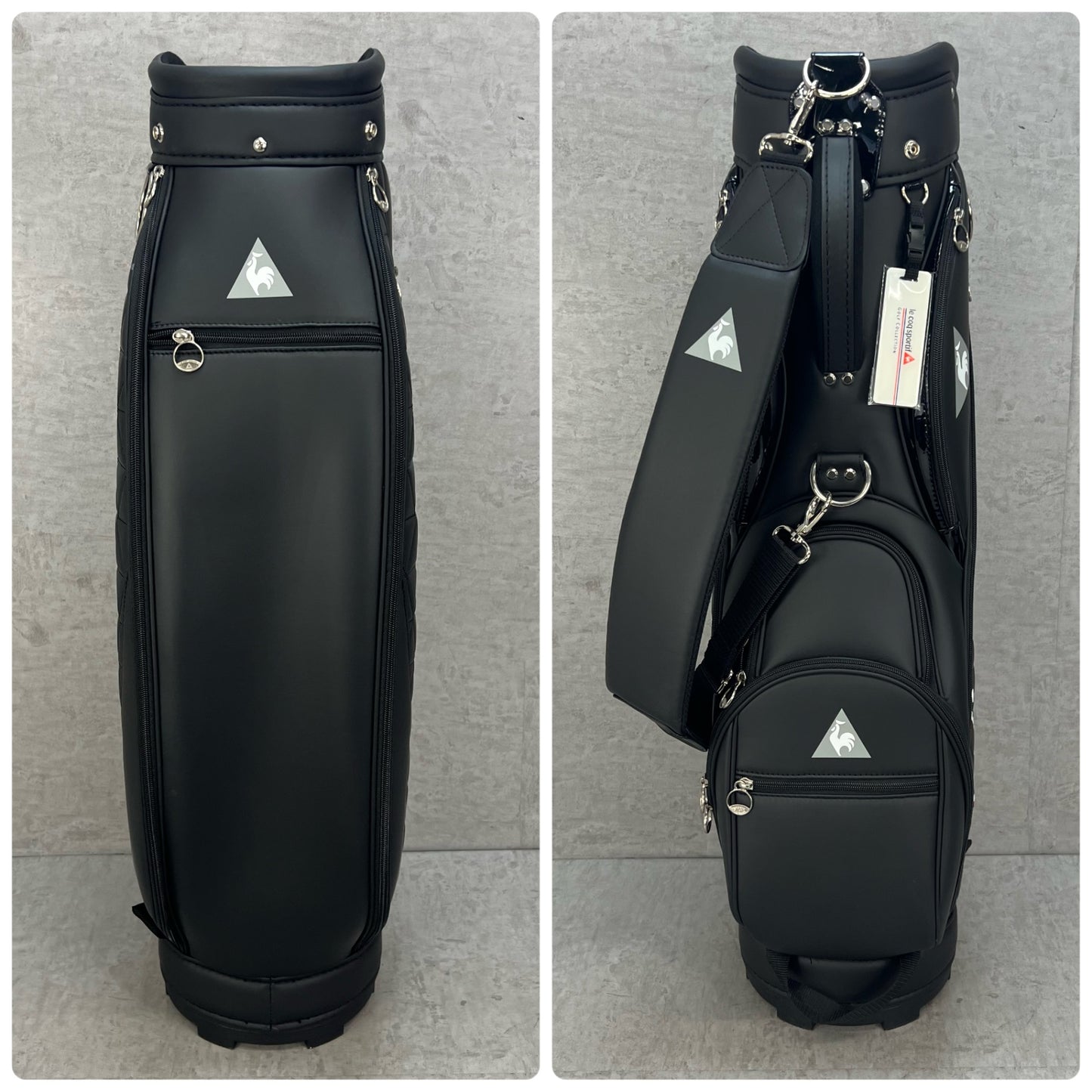 ルコックスポルティフ　ゴルフ　カート式キャディバッグ　PUレザー　約8.5型　ブラック　黒　LE COQ SPORTIF