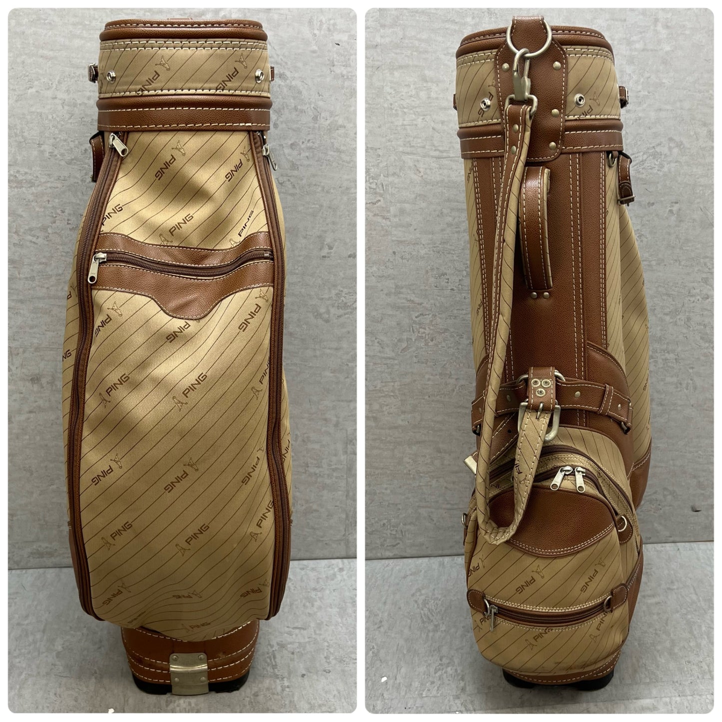 PING　ゴルフ　ビンテージ　キャディバッグ　カート式　約8.5型　ヘッドカバー　ピン