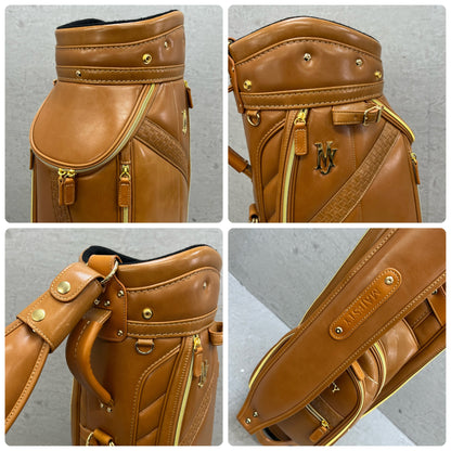 マジェスティ　ゴルフ　キャディバッグ　カート式　約9.5型　キャメル　合成皮革　MAJESTY