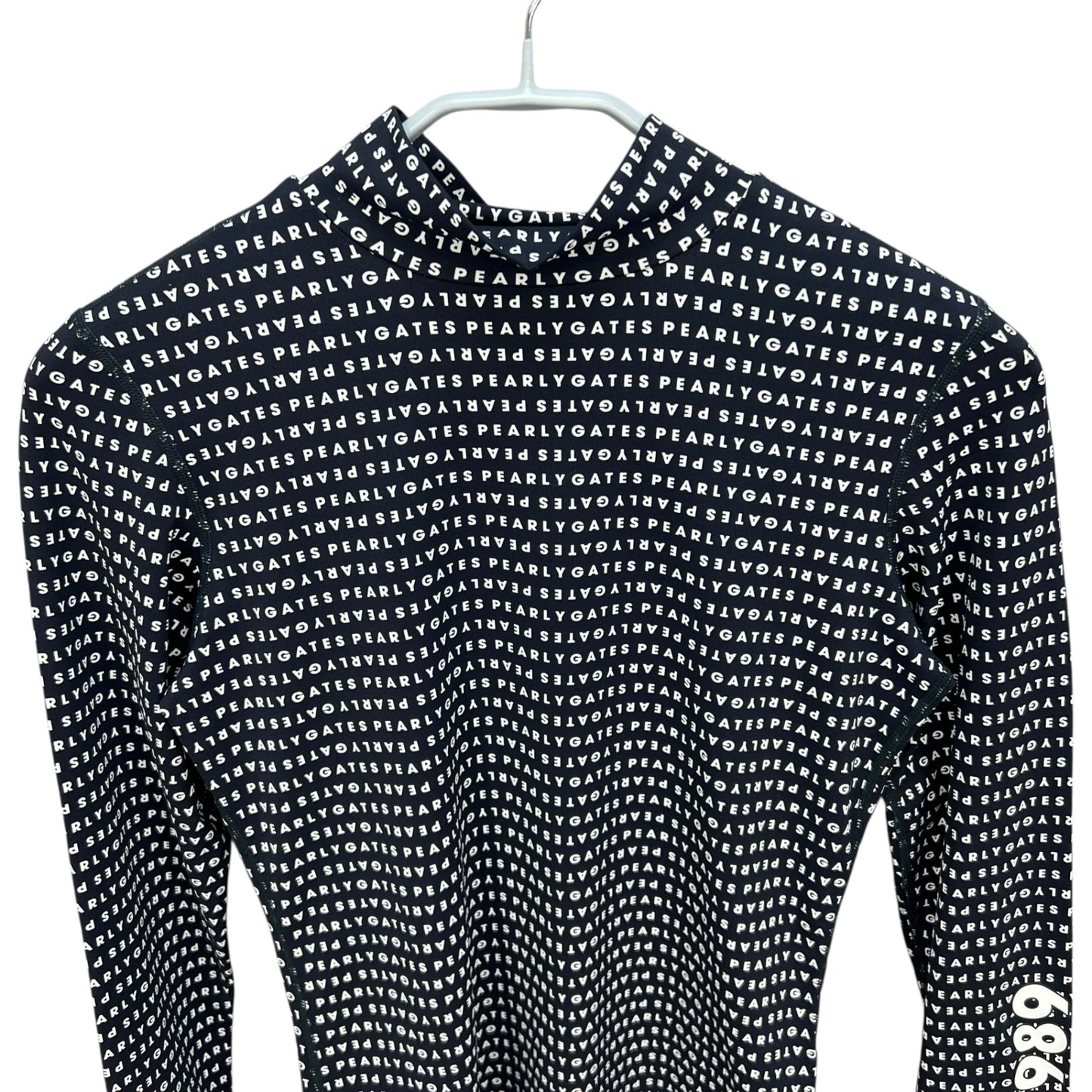 PEARLY GATES パーリーゲイツ　レディース　女性用 長袖トップス インナー　モックネック　総柄　ブラック　1号　Sサイズ