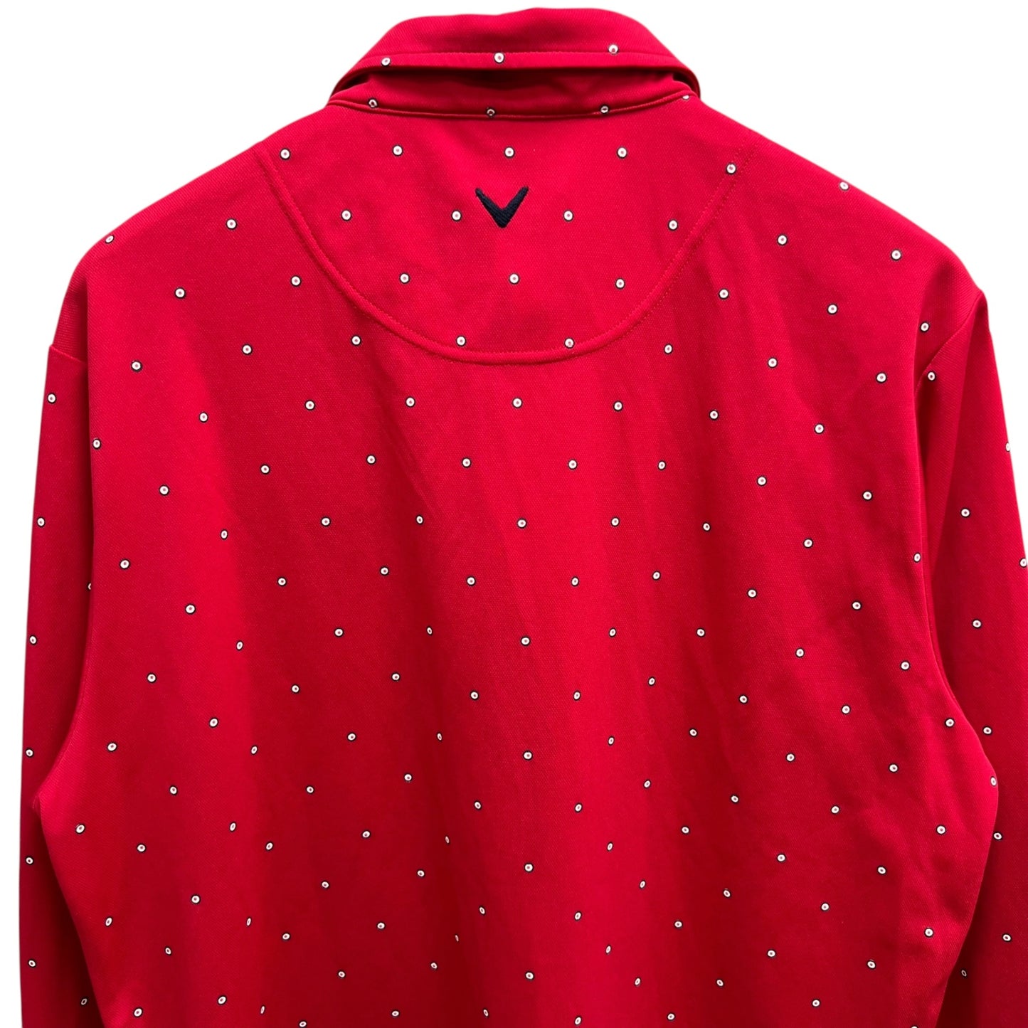 キャロウェイ　メンズ　長袖ポロシャツ　3L　ドット　レッド　男性用ゴルフアパレル　トップス　Callaway　洋服