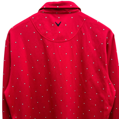 キャロウェイ　メンズ　長袖ポロシャツ　3L　ドット　レッド　男性用ゴルフアパレル　トップス　Callaway　洋服