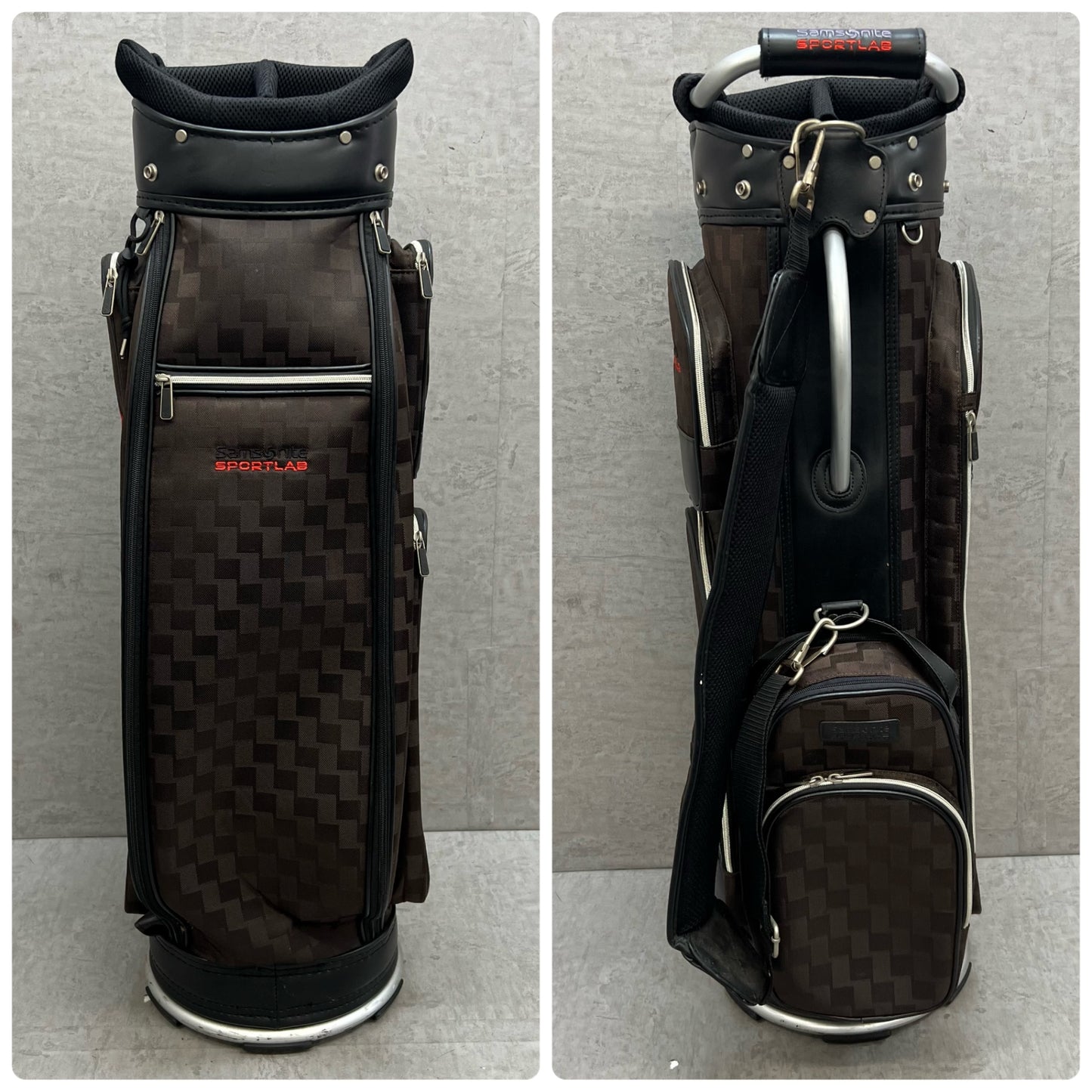 サムソナイト　ゴルフ　キャディバッグ　カート式　約9型　ブラウン　茶系　Samsonite