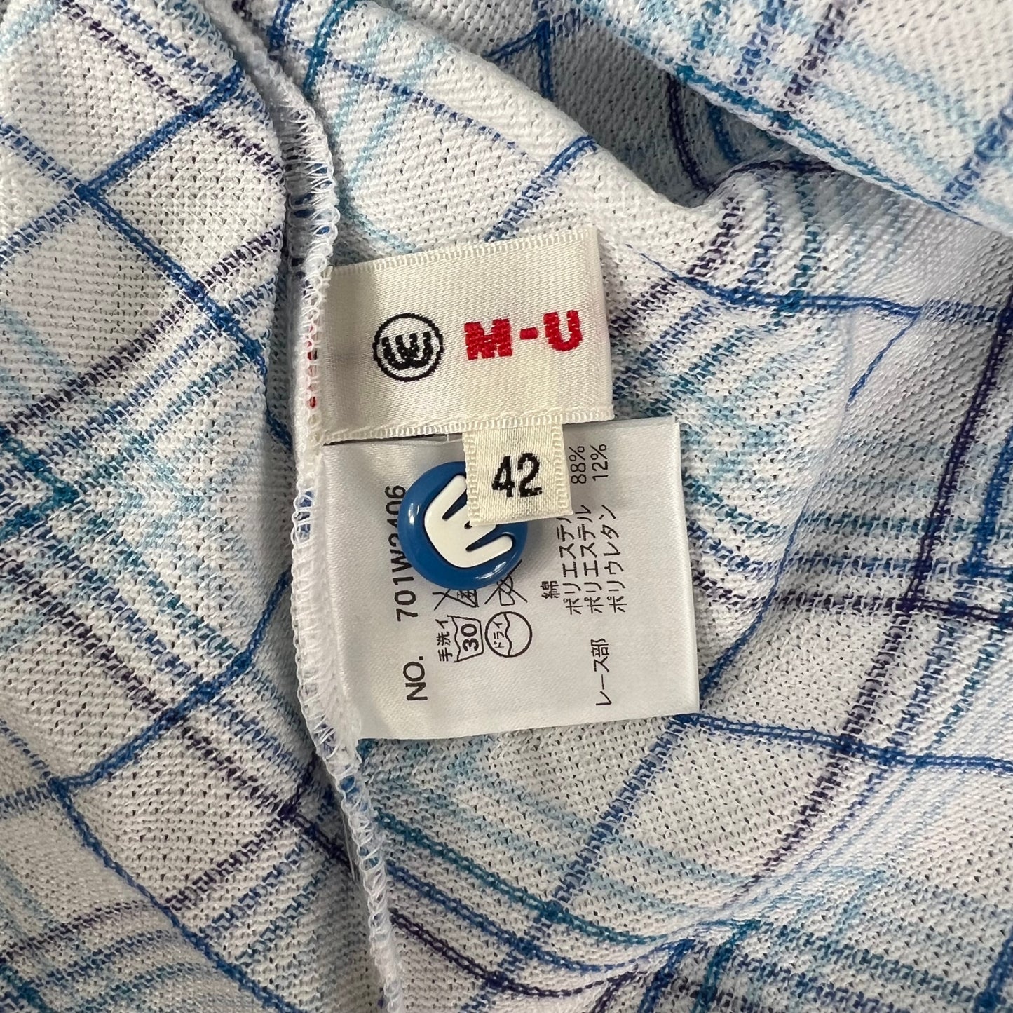 MU SPORT　スポーツ　レディース　女性用 半袖トップス Tシャツ　モックネック　チェック　42号　XLサイズ