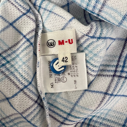 MU SPORT　スポーツ　レディース　女性用 半袖トップス Tシャツ　モックネック　チェック　42号　XLサイズ