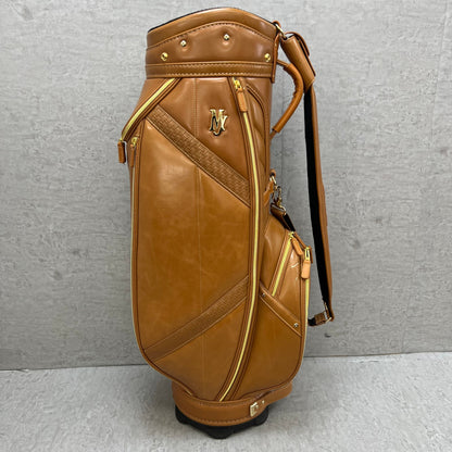 マジェスティ　ゴルフ　キャディバッグ　カート式　約9.5型　キャメル　合成皮革　MAJESTY