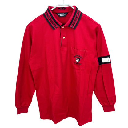 マンシングウェア　メンズゴルフウェア　長袖ポロシャツ　M　レッド　赤　MUNSINGWEAR　アパレル