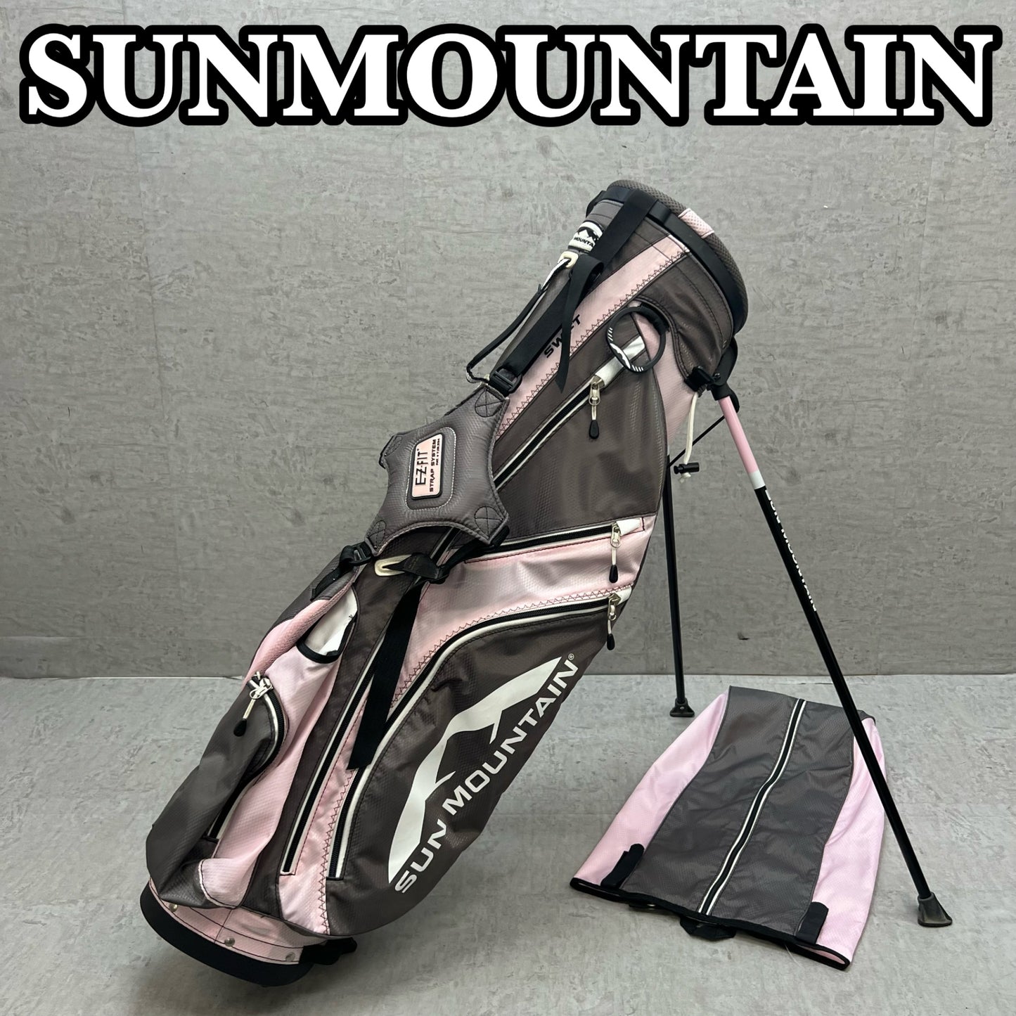 SUN MOUNTAIN サンマウンテン ゴルフ スリム キャディバッグ スタンド式 約8型 2分割 ピンク グレー ナイロン