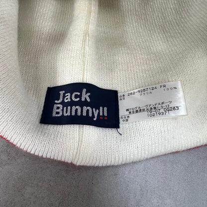 ジャックバニー　ゴルフアパレル　ニットキャップ　帽子　メンズ　レディース　アクリル　Sサイズ　ホワイト　白　JACK BUNNY
