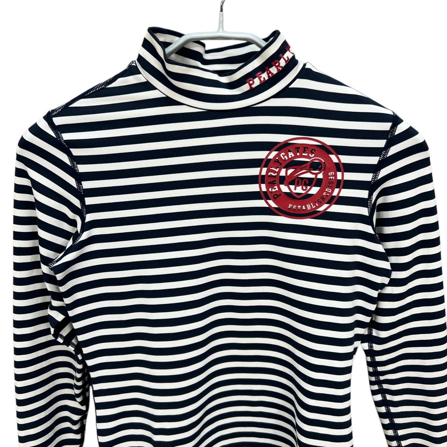 PEARLY GATES パーリーゲイツ　レディース　女性用 長袖トップス インナー　モックネック　ボーダー　0号　Sサイズ