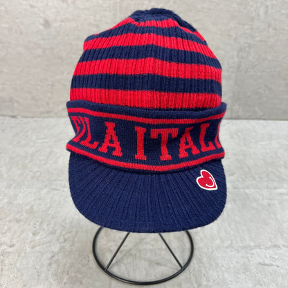 フィラ　レディースゴルフアパレル　ニットキャップ　帽子　S　ネイビー　レッド　FILA 秋冬　防寒