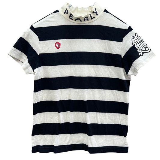 パーリーゲイツ　レディースゴルフアパレル　半袖モックネックシャツ　サイズ1　ボーダー　女性用　ウェア　PEARLY GATES