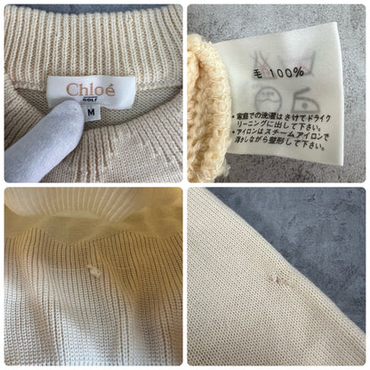 Chloe　クロエ　レディース　女性用 長袖トップス セーター　クルーネック　ラウンドネック　丸首　ベージュ　Mサイズ