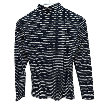 PEARLY GATES パーリーゲイツ　レディース　女性用 長袖トップス インナー　モックネック　総柄　ブラック　1号　Sサイズ