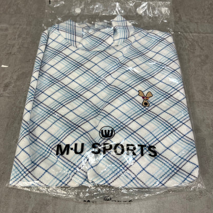 MU SPORT　スポーツ　レディース　女性用 半袖トップス Tシャツ　モックネック　チェック　42号　XLサイズ