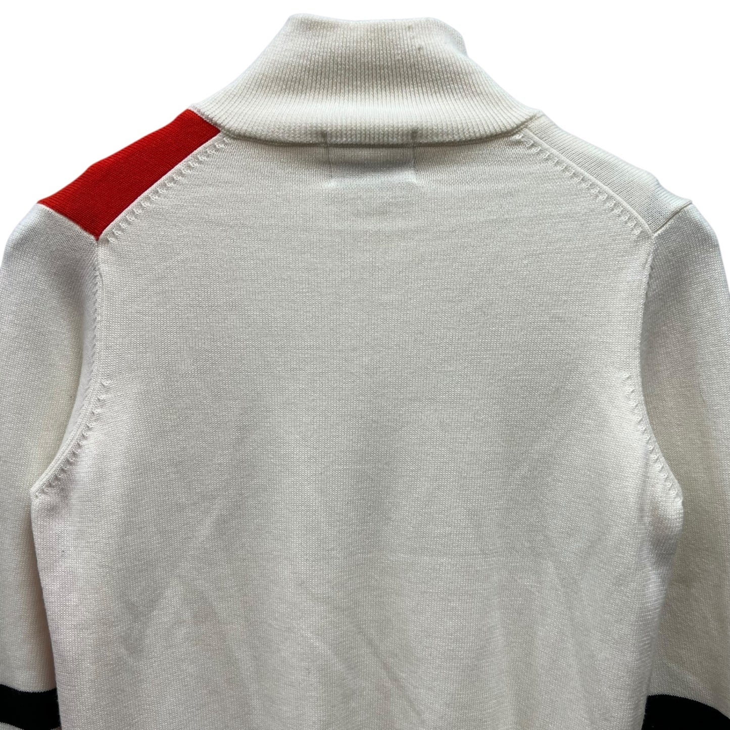 ルコックスポルティフ　メンズゴルフウェア　ハーフジップセーター　S　ホワイト　白　オレンジレッド　LE COQ SPORTIF