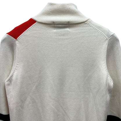 ルコックスポルティフ　メンズゴルフウェア　ハーフジップセーター　S　ホワイト　白　オレンジレッド　LE COQ SPORTIF