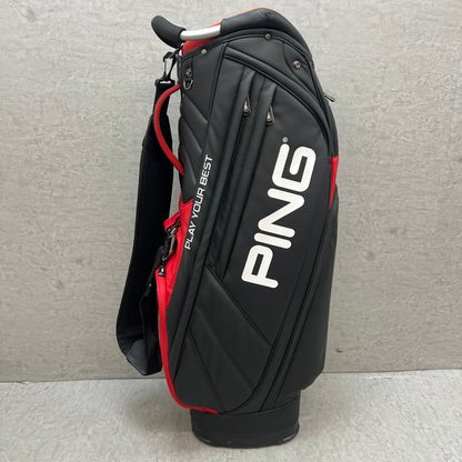 PING　ゴルフ　キャディバッグ　カート式　約9型　合成皮革　ブラック　黒　レッド　赤　ピン