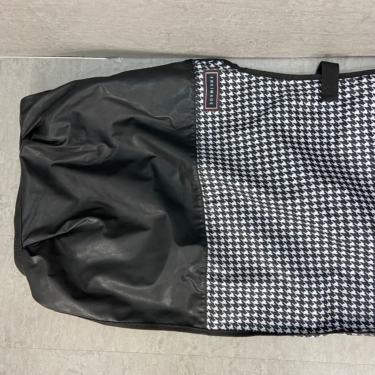 FREIMAGE　ゴルフバッグトラベルカバー　千鳥柄　ハウンドトゥース　総柄　旅行バッグ　ナイロン　一部レザー　フリメージェ