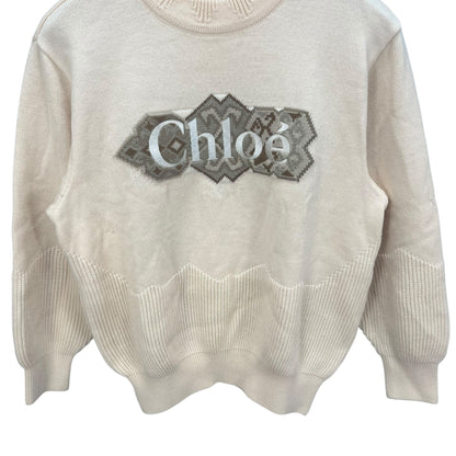 Chloe　クロエ　レディース　女性用 長袖トップス セーター　クルーネック　ラウンドネック　丸首　ベージュ　Mサイズ