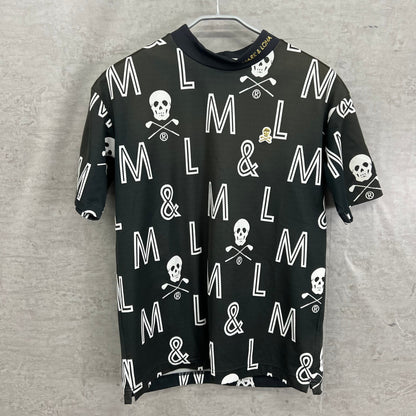 マーク＆ロナ　メンズ　ゴルフウェア　半袖トップス　モックネックシャツ　46　ブラック　ホワイト　MARK＆LONA