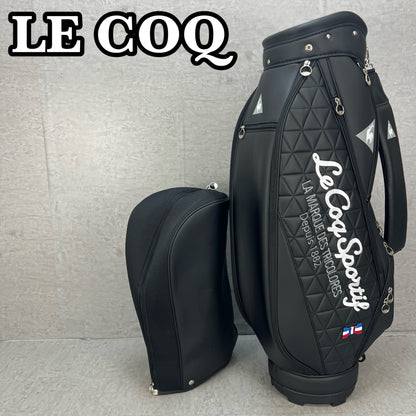 ルコックスポルティフ　ゴルフ　カート式キャディバッグ　PUレザー　約8.5型　ブラック　黒　LE COQ SPORTIF