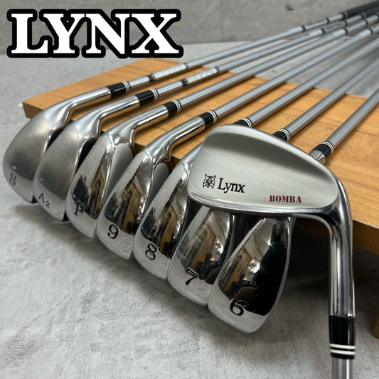 LYNX リンクス BOMBA ボンバ ホワイト メンズゴルフ アイアンセット  8本 右利き用 カーボン R ワイドソール